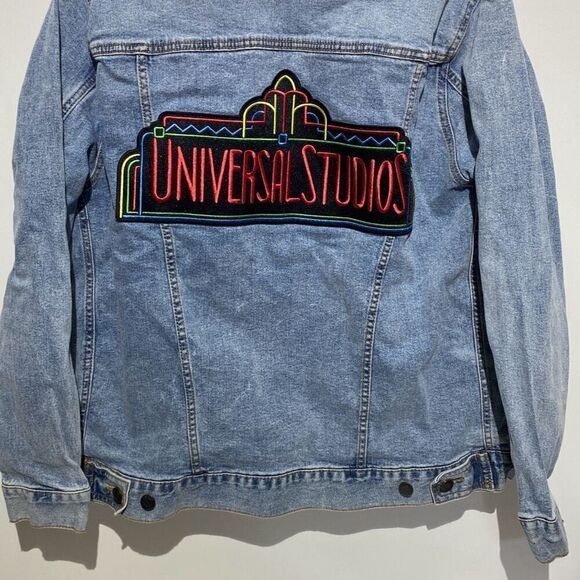 Universal Studios Women's Blue Collared Embroidered Denim Jean Jacket Size Small - Picture 7 of 14